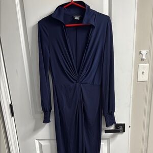 Venus Navy Blue Long Sleeve Dress